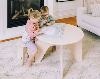 Children's play table set with stools | natural wood | Margot & Henri