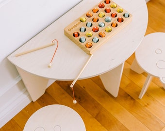 Half Play Table Set with Stools for Kids | natural wood | Margot & Henri