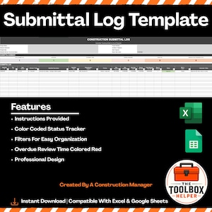 Construction Submittal Log Tracking Template