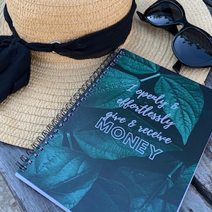 Money Manifestation Notebook. Spiral Notebook. Journal. Best Seller. Leaves. Money Affirmations.