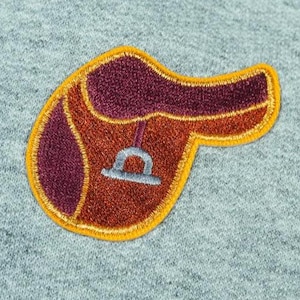 English Riding Saddle Embroidered Iron-On Patch