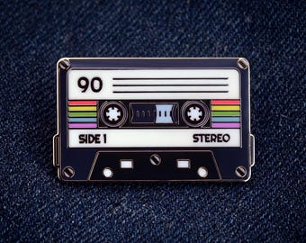 Vintage Cassette Tape Enamel Pin - A Nostalgic 80s Accessory