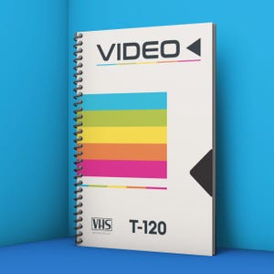 Retro 80&#39;s VHS Tape Sleeve Spiral Notebook - Vintage Video Lover&#39;s Journal