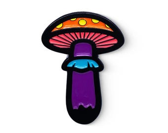 Psychedelic Mushroom Enamel Pin - Bright and Funky Toadstool Accessory