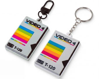 Vintage VHS Tape Sleeve Rubber Keychain Charm