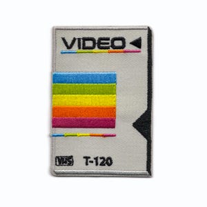 Embroidered Vintage Vibes: Retro VHS Iron-On Patch