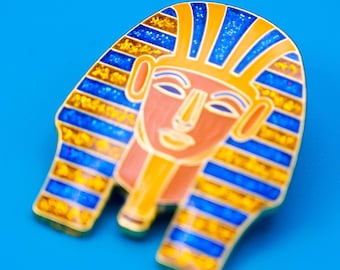 Golden Pharaoh Tutankhamun Enamel Pin – Ancient Egyptian King Lapel Badge