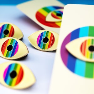 Rainbow Evil Eye Pride Enamel Pin: Protect Your Energy