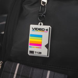 Vintage VHS Tape Sleeve Rubber Keychain Charm