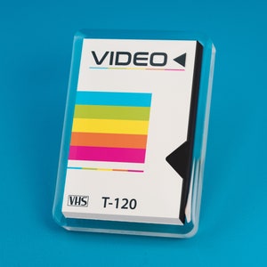 Retro Video VHS Tape Sleeve Acrylic Pin: Nostalgic 80s/90s Style Accessory