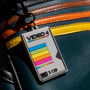 Vintage VHS Tape Sleeve Rubber Keychain Charm