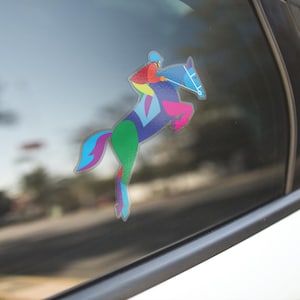 Equestrian Horse Jumping Vinyl Sticker Set of 2