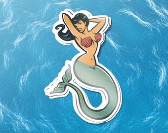 Retro Pinup Mermaid Sticker