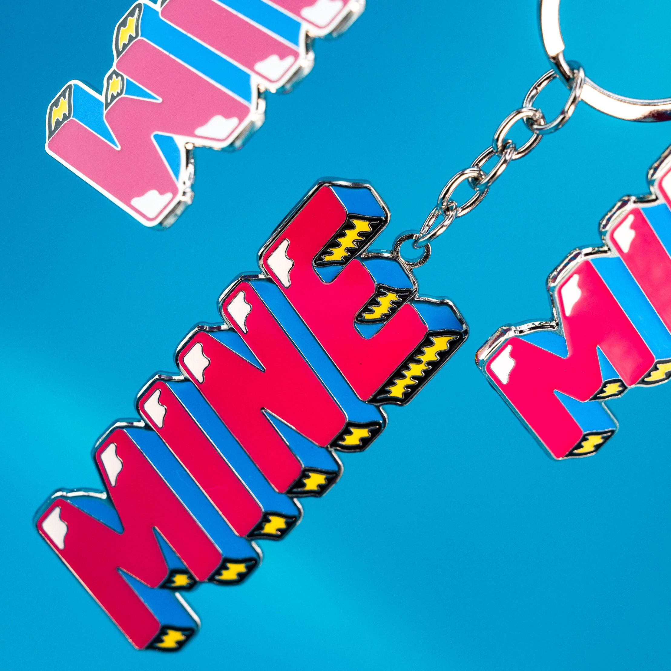 Vibrant Enamel 'MINE' Keychain - Etsy