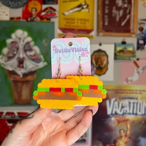 Hamburger Earrings - Made with Melty Beads!