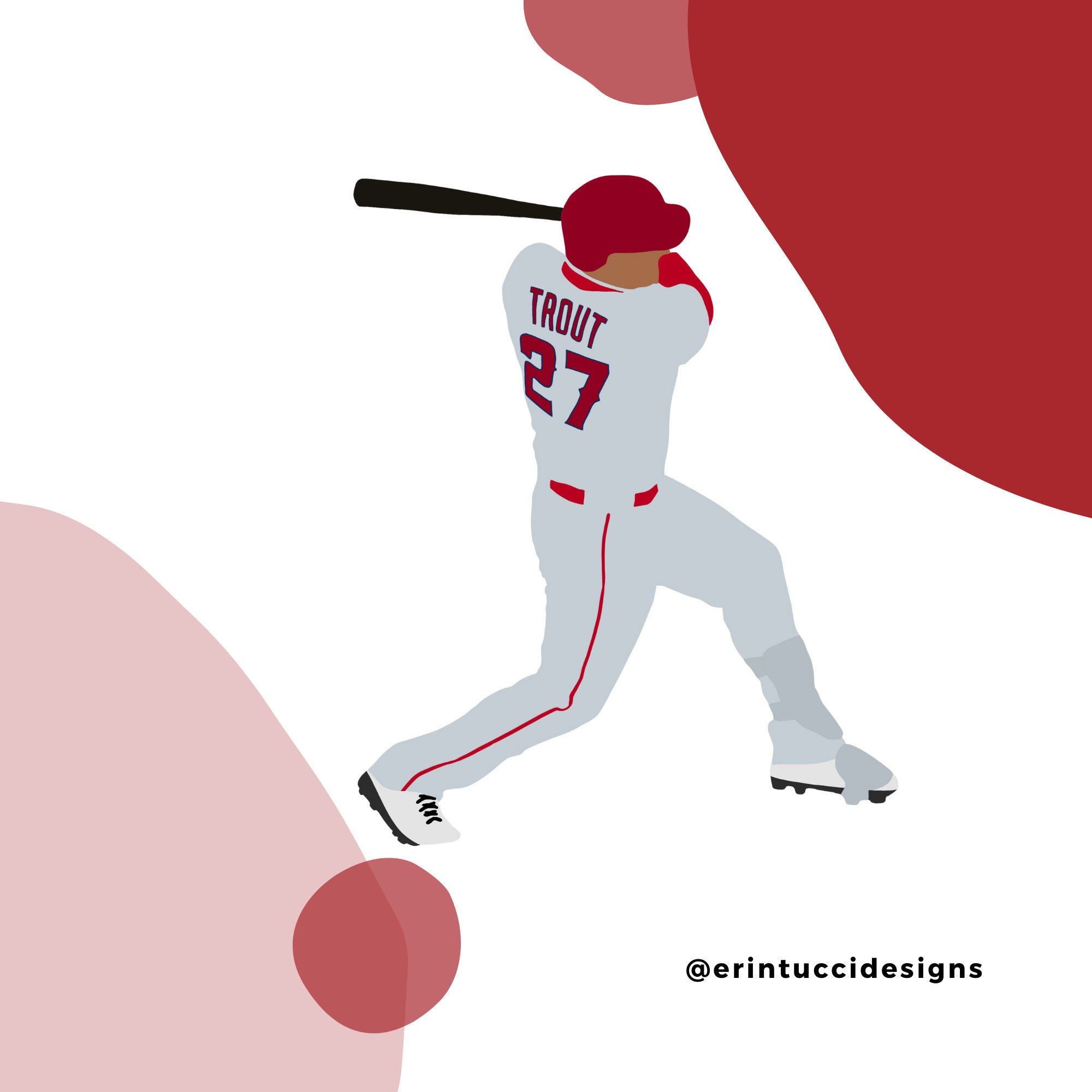 Mike Trout Sticker, Los Angeles Angels, Los Angeles Angels Stickers, Angels  Stickers, MLB, Baseball, Baseball Stickers 