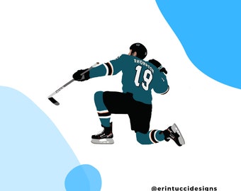 Joe Thornton Sticker, San Jose Sharks, San Jose Sharks Sticker, Sharks Hockey, San Jose, NHL, Bleed Teal