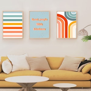 Trendy Colorful Print Set | Printable Rainbow Wall Art Set | Printable Trendy Colorful Art | Colorful Home Decor | Digital Download Art