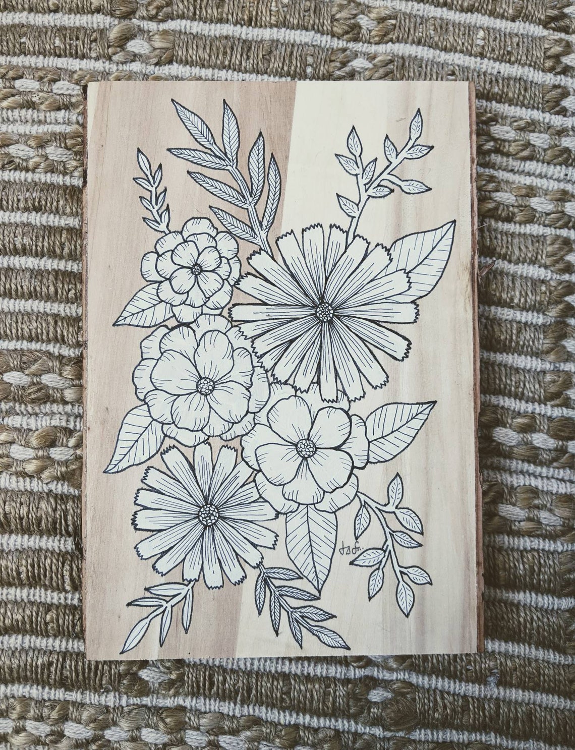 Painted Flowers on Wood Original Art Etsy