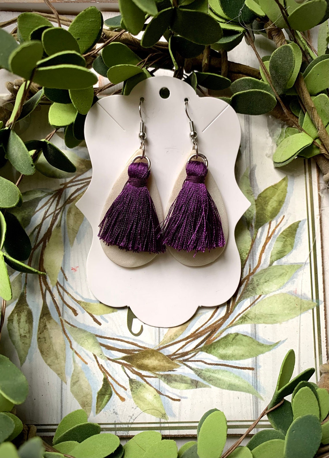 Polymer clay tassel earrings Etsy