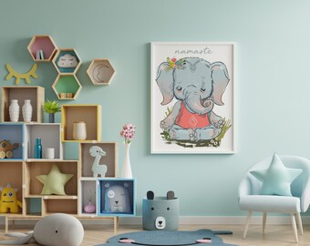 Baby Elephant Nursery Art Wall Decor