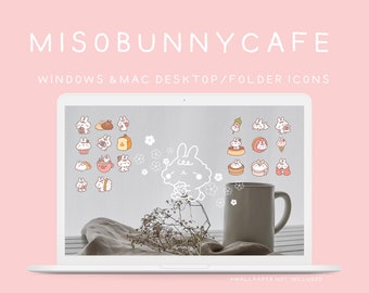 Cute Miso Bunny Desktop / Folder Icons / Digital / INSTANT download/ MAC / Windows