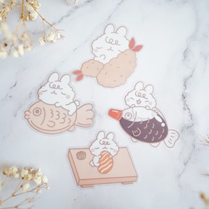 Cute Miso Bunny Japanese Clear Stickers / Kawaii Stickers / Bullet Journals / Laptop Sticker / Vinyl Die Cut Stickers