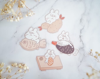 Schattige Japanse miso-haas doorzichtige stickers / kawaiistickers / Bullet Journals / laptopsticker / gestanste vinylstickers