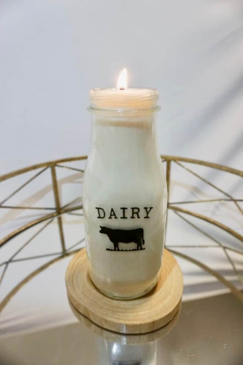 Milk Bottle Candle Milk Jar Farmhouse Decor Dairy Etsy