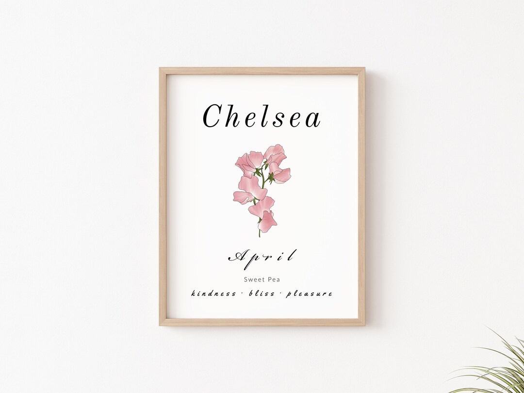 April Personalized Birth Flower Custom Sweet Pea Floral - Etsy