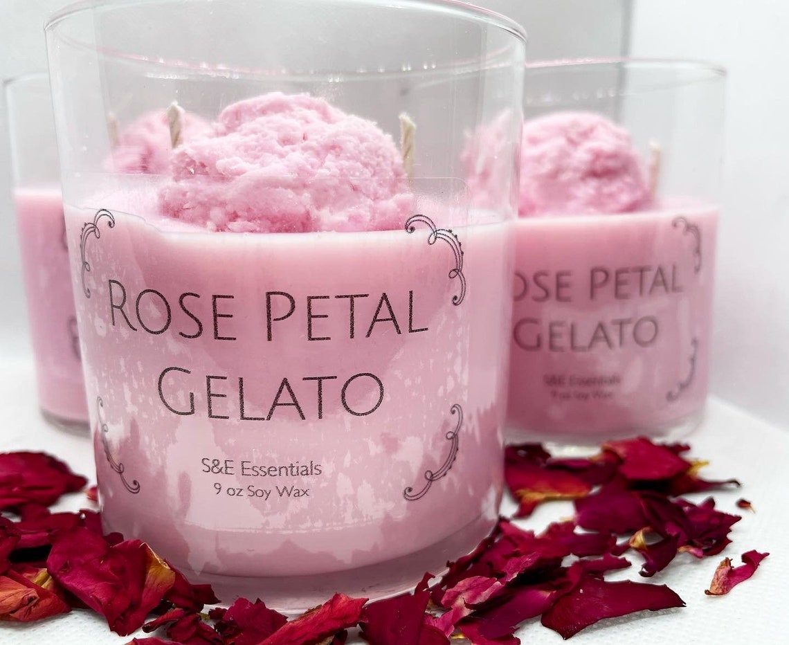 Rose Petal Gelato Soy Wax Candle Etsy UK