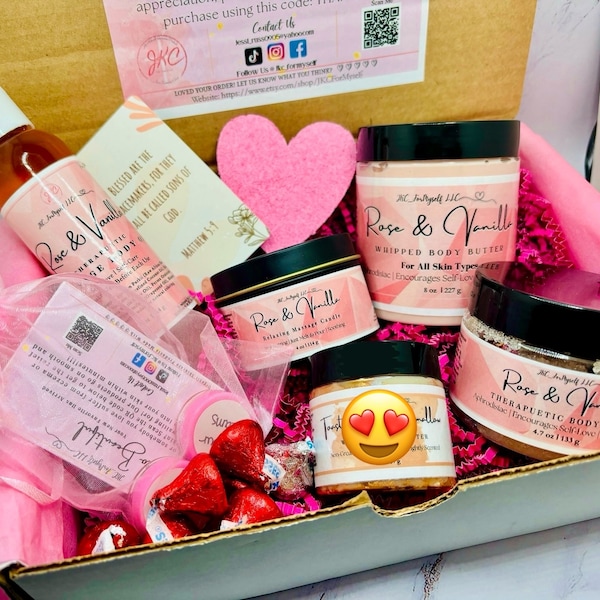 Valentines Day Gift Box Rose For Her Romantic Anniversary Couple Gift Box Love Bath And Beauty Skincare Massage Oil Self Care Stretch Marks