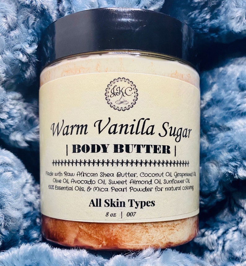 Warm Vanilla Sugar Whipped Shea Body Butter Natural Organic Skincare Vanilla Scented Gift for