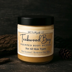 Beurre corporel pour homme, beurre de karité et de barbe, crème hydratante, lotion hydratante pour le corps pour homme, soin de la peau, cadeau parfait pour un anniversaire, baie Teakwood