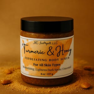 Turmeric Body Exfoliator, Face, Lip & Foot Scrub, Natural Exfoliating Body Polish and Hand Scrub for Glowing Skin, Gift for Sensitive Skin