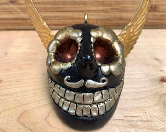 One of a kind Dia De Los Muertos Flying Skull Ornament
