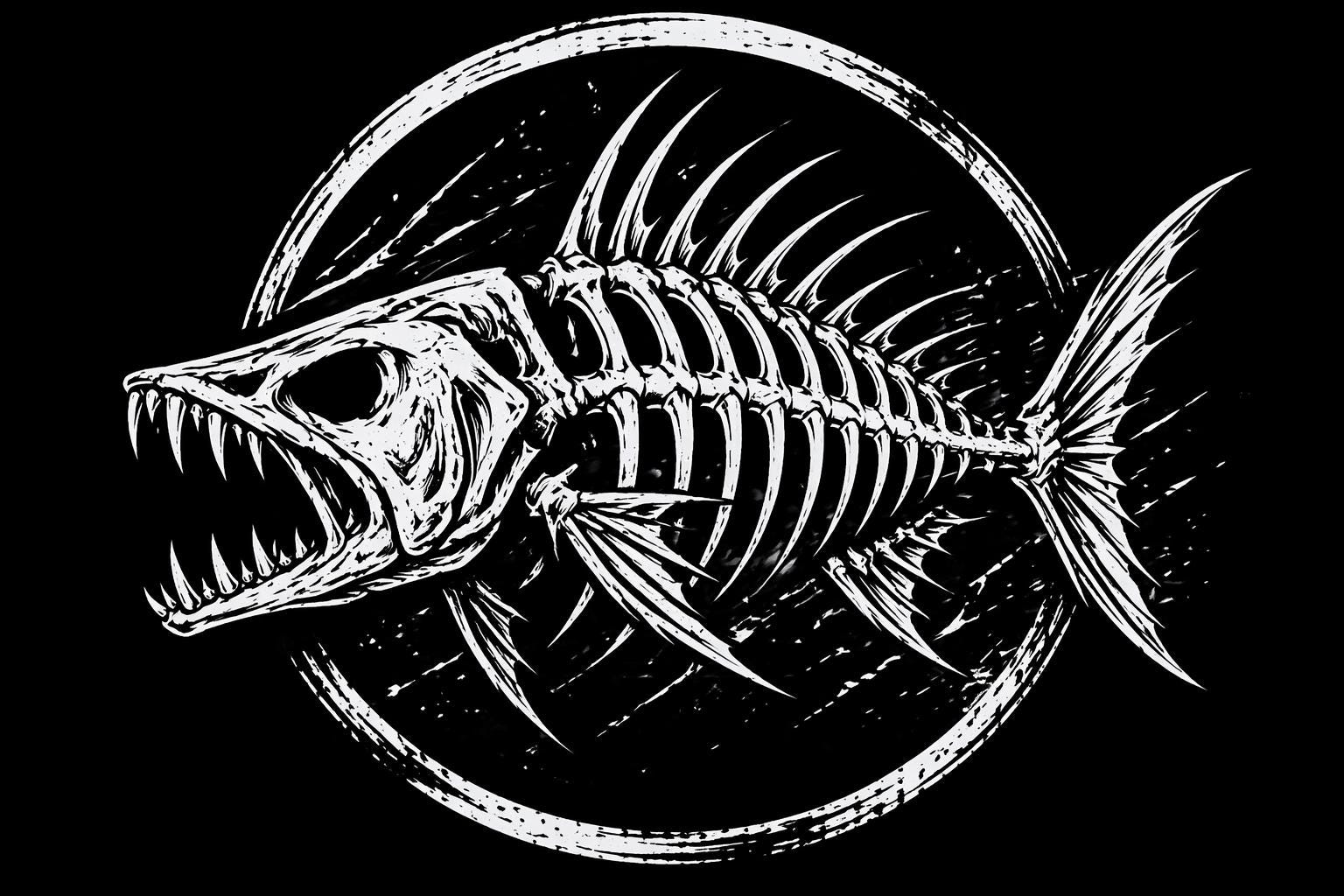 Fish Skeleton Digital Download PNG | Skeleton Fish Design | Fishing ...