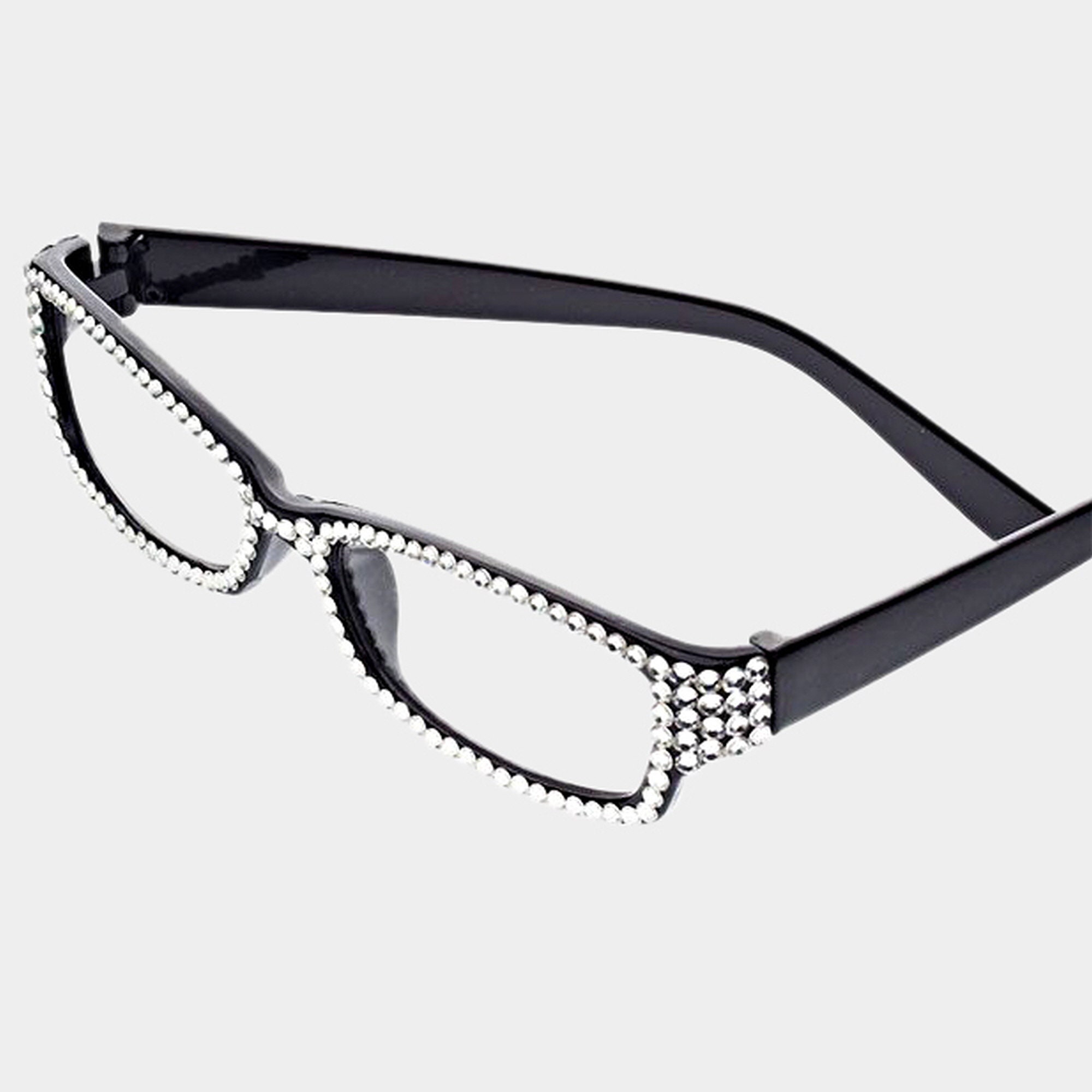 Rectangular Clear Swarovski Crystal Reading Glasses Etsy