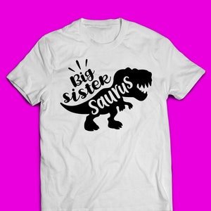 Hermana mayor Saurus Svg, Dinosaurio T-Rex Svg, Hermana Svg Dxf Eps Png, Clipart de Dinosaurio Niña, Diseño de Camiseta Rex, Archivos de Corte Hermanos, Silhouette Cricut