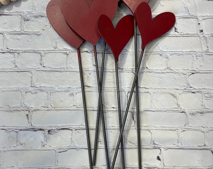 1 Rustic Metal Heart Stake, Planter Stake, Home Decor, Valentine Etsy