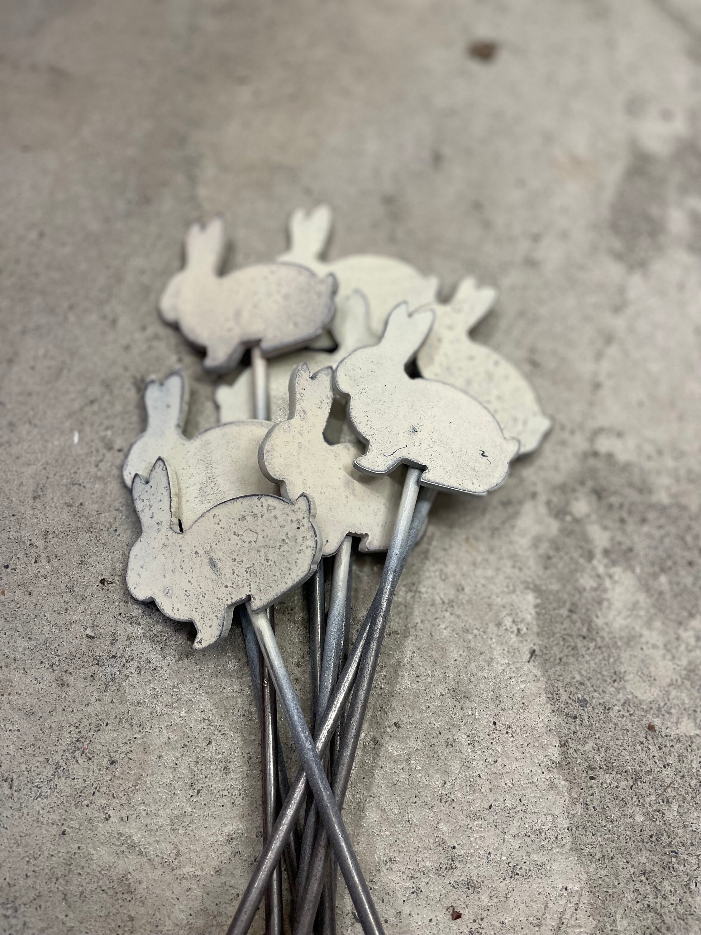 1 Mini Bunny Stake - Rustic Reclaimed Metal - Etsy