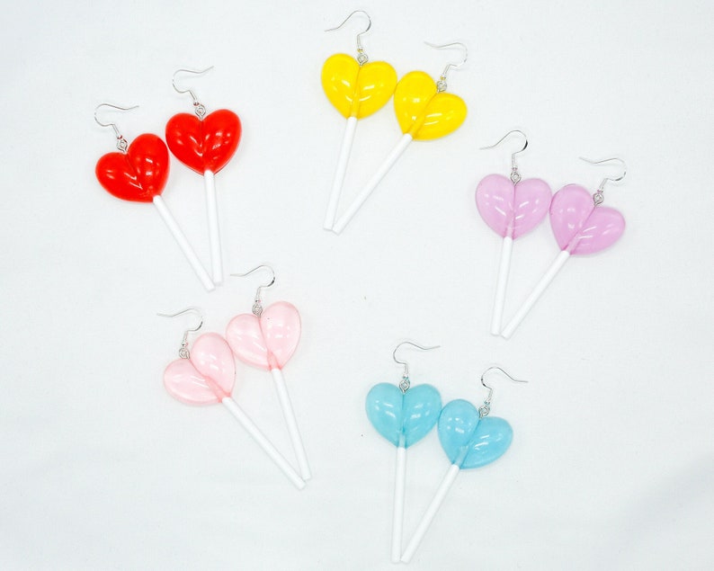 Huge Heart Lollipop Earrings - Etsy