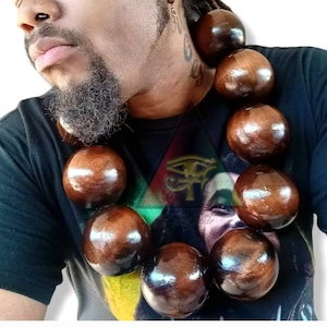 Statement Wooden Bead Necklace: Giant Afrikan Warrior Style
