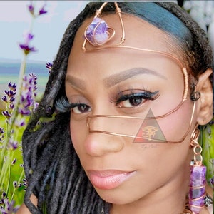 Third Eye Copper Wrapped Crystal Face Mask, Carnival Mask, Copper Mask, Costume Mask, Crystal Jewelry
