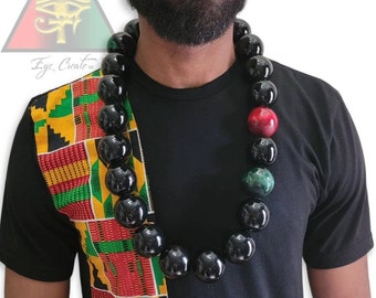 High Gloss Black Wooden Bead Necklace - Akuma Pan Afrikan Style