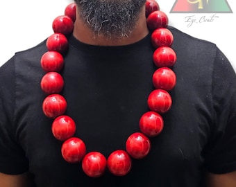 Choose Your Color: Large Wooden Bead Necklace for Men