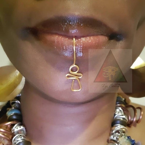 ORIGINAL DESIGN ANKH Lip Cuff Afrocentric Lip Jewelry Lip Cuff No Piercing Needed Ankh Lip Ring Ankh Cuff