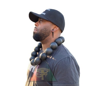Large Wooden Bead Necklace for Men High Quality Wooden Bead Necklace  Matte Black or Gloss Akuma Necklace