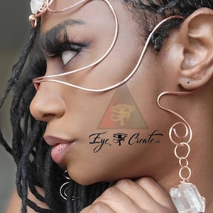 Crystal and Copper Wire Goddess Face Mask and Earring Copper Wrapped Crystal Jewelry Body Jewelry Crystal Jewelry Face Mask Face Jewelry