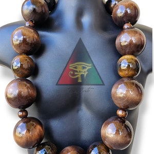 The Ancient One Large Wooden African Necklace/ Large/ Wooden Beads/ High Gloss Wooden Necklace/ Gifts for Him/ Wooden Bead Necklace